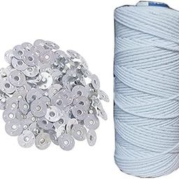 Maykra Candle Wick Thread Cotton roll 100 Gram with 100 Piece Wick sustainers for Candle Making, White-0