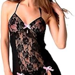 Women's Net Babydoll Lingerie Night Wear (Black, Free Size)-image-25