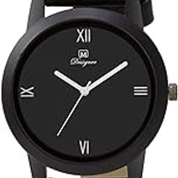Leather Analogue Black Dial Round Womens & Girls Watch -Popular Black Omi-133-image-49