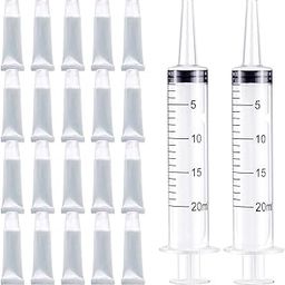 20Pcs Empty Refillable 10ml Mini Clear Lip Gloss Balm Cosmetic Containers With Syringe for DIY Lip Gloss-12