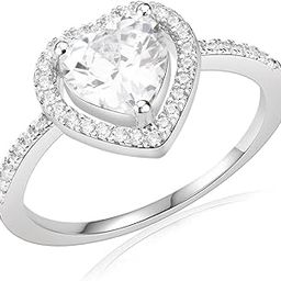 92.5 Sterling Silver Halo Heart Engagement Ring, Heart Cut Solitaire, Elegant Whites Collection, Gift for Women, BIS Hallmarked-image-7
