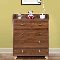 Chest of Drawer with 5 Drawer with Wooden Leg in columbina Walnut Finish-18
