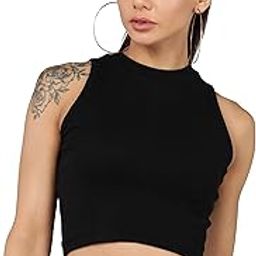 Womens Halter Neck Crop Tank Top Stylish Tops-image-76
