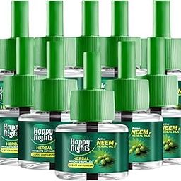 Happy Nights Neem Mosquito Refill | Herbal Neem Repellent | Repellent | Insect Vaporizer | Prevent from Dengue | Completely Herbal Safe for Children | 45 ml (Pack of 10 Refill plus 1 machine)-12