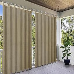 GREEN DECOR HDPE Fabric 85-90% Sun Blockage & UV Protection Tab Top Loop Balcony & Outdoor Curtains Temperature Reducing for Window&Door Curtains(BeigeBlack Color_4.5X7.5 Feet) Pack of 2 Piece-image-72