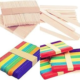 DSR 200 Sticks(100 Colored and 100 Plain) Sticks Natural Wooden ice Cream Sticks for School Projects-12