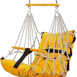 Boffle Cotton Baby Swing for Kids Jhula 1-5 Years Swings Cradle Chair Uyyala New Born Baby Gifts Foldable and Washable with Safety Belt, Home & Garden (Yellow), Count 1, 47cm-27