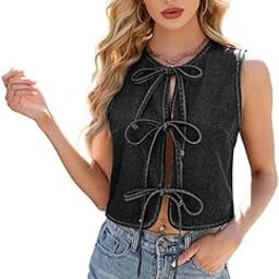 Women's Washed Lace-Up Vest Top Comfortable | Soft Washed Fabric Adjustable Fit Sleeveless-image-60