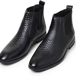 hayes london Men’s Chelsea Boots | Genuine Black Leather High-Top Slip-On Shoes | Comfortable Formal Shoes for Men | Stylish Office, Party & Casual Wear Fashion Boots-picture-27
