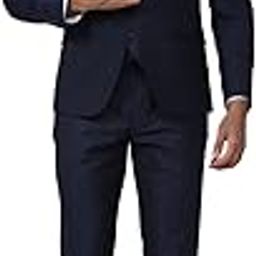 Men's Polyester Blend Single Breasted-2 Button Suit Dress Set (VDSUESKFL22430_Navy-picture-25