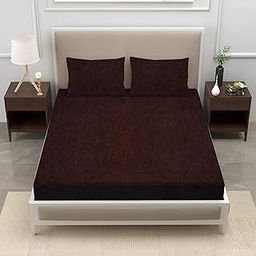 Cloud Feel Cotton Feel Terry Ultra Soft Waterproof Mattress Protector with 2 Pillow Covers | Breathable - Hypoallergenic & Fitted Bed Protector Terry Cover (Brown, King - (78x72 Inch))-image-6