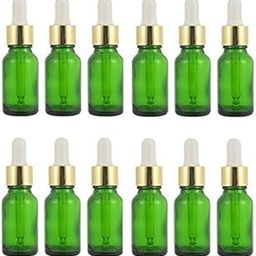 JARBAZAAR (SET OF 12 PCS) 10 ML GREEN GLASS DROPPER BOTTLES EMPTY SET for Essential Oils, Blends, DIY Perfumes, Face Oil with Dropper, ADDITIONAL WHITE CAPS AND PLUGS * 100% LEAK PROOF-21