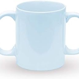 HEALTHANDWEALTH Durable Ceramic Two Handled Mug to Aid Tremors | Dual Handle BPA-Free Drinking Mug for Secure Hold | 11.83 Fl. Oz. (350 Ml) (Blue)-68
