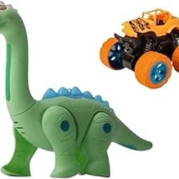 Estuti !! Musical Walking Dinosaur Toy with LED Lights and Real Roar for Kids 3-5 Yrs, Battery Operated + Free Monster Truck Car Toy I Birthday Gift (Long Neck Dinosaur, Random Colour)-image-41