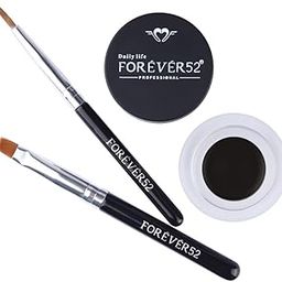 Daily Life Forever52 Long Wear Gel Eyeliner & Tattoo, Waterproof Smudgeproof Long Lasting Cream Eyeliner Gel with 2PCS Brushes for Smooth Aplication (Jet Black) (GT001)-46