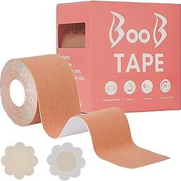 Womnes Boob Tape with 10 Nipple Pasties Petal Backless Nipple Cover Set, Body Tape for Women Push Up & Lifting Breast Tape Breast Lift Bra Tape for Breast Lift Double Sided Tape (Beige)-image-35