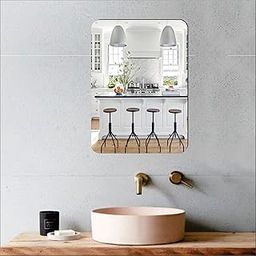 Bnezz - Self Adhesive Wall Mirror Stickers Big Size (30x20) Cm Frameless Mirror for Wall Stickers | Mirror for Bathroom | Bedroom | Wash Basin Flexible Mirror Sheets for Wall (B-CurveRectangle)-11