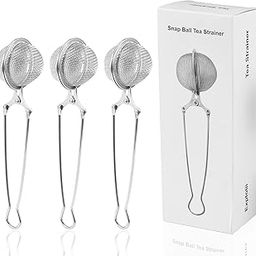 Snap Ball Tea Strainer, Exptolii 3 Pack Stainless Steel Tea Infuser Filter with Handle for Loose Leaf Tea, Spices, Seasonings-image-9