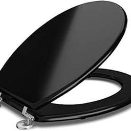 Adshank - Toilet Seat Cover - Non Soft Close hinges | Black effect/finish | Model : AI 470152F 014 PTPn | Suitable for Elongated 18½ inch Commode pot.-image-31
