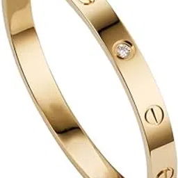 stylewell (Golden Color) 6cm Diameter Diamond/Nug Stone Studded Valentine's Day Special Plain Openable Lock Friendship Hand Cuff Wrist Kada Bangle Couple C@rtier Kada Bracelet-picture-49