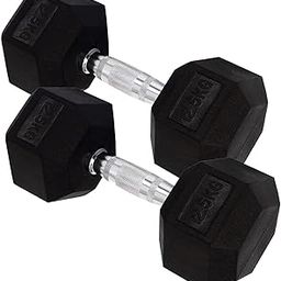 Hexa Dumbbells Set for Home Gym | 12.5 kg Dumbbells Set of 2 | Fitness Gym Dumbbell for Home Workout | Anti Skid Hex Shape Rubber Dumbbell Set (12.5 kg x 2)-image-4