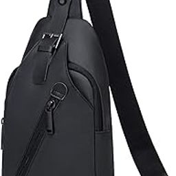 Arctic Hunter Slim Sling Bag for Men Crossbody Pack Chest Bag for Upto 8-inch iPad Small One Shoulder Side Pouch with Earphone Port Water-resistant Mobile Passport Bag for Travel Daypack Office,Black-image-3