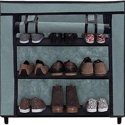 PHILOSHOP 3 Layer Grey Shoe Rack with Fabric Shelves & Cover– Space Saving Organizer-image-65