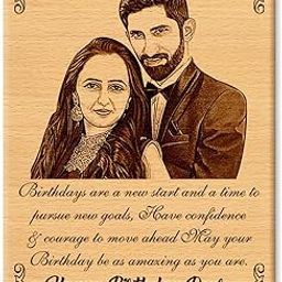 GFTBX 'Happy Birthday Dear' Personalized Engraved Rectangular Wooden Photo Plaque (9 x 7 inches, Brown)-image-3