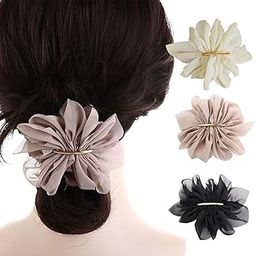 3 PCS Hair Accessories for Women, Hair Pins for Styling, Hairs Flower Accessories for Women, Elegant Chiffon Flower Hairs Clips, Perfect for Low Ponytail, French Barrette, Wedding, Party-image-76