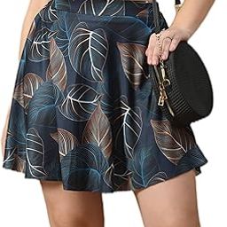 Mid Waist Mini Flare Above The Knee Skirts for Women & Girl's Printed Pleated Skirt for Girl-image-91