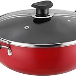 Vinod Zest Inducto Non Stick Deep Kadhai with Glass Lid - 4.1 Litre, 26cm | 3mm Thick | 3 Layer Coating | Swiss Quality | Metal Spoon Friendly | Induction Base | 1 Year Warranty-1