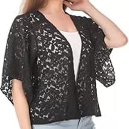 Meher Hosiery Women Cotton/Nylon Blend Net Material Shrug I 3/4TH Sleeve Front Open Shrugs for Women-image-40