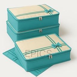 Epics Brings (Set of 6) Non Woven Saree Cover,bow design Transparent saree cover clothes Cover with Stainless Steel Zip Lock Combo-16