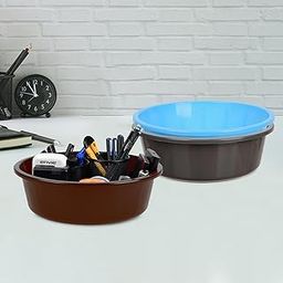 Homestic Pack of 3 Desk Organizer | Stationery Organizer | Multipurpose Organizer | Office Supplies for Pen-Pencil-Staplers | Desktop Organizer | 6 LTR | Gray & Sky Blue & Brown-image-79