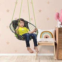BOFFLE Make in India Sling Hanging Chair Swing for Child, Perfect Round Shape Hanging Swing | Baby Swing | New Model Swing | Hammock Swing for Kids | Swing for Indoor/Outdoor|Tree Swing (Green)-4