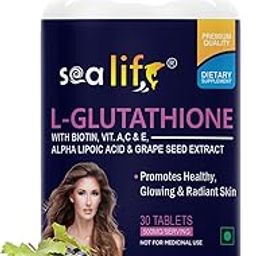 Sea Life Glutathione Tablets With Biotin, Vitamin A, C, E, Alpha Lipoic Acid, and Grape Seed Extract | for Healthy & Radiant Skin for Men & Women 30 Tablets-image-12