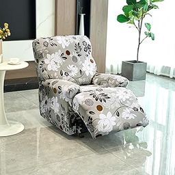 HOKIPO 140gsm Stretchable Recliner Sofa Cover 1 Seater, Feather Brown Floral (AR-4940-C1)-image-16