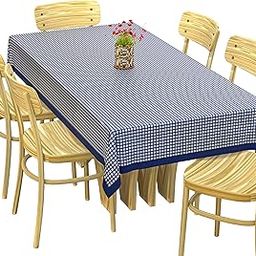 Kuber Industries 100% cotton Dining Table Cover 6 seater | Checkered Pattern Rectangular Large Dining Table Cloth for Living Room | Hall | Home | Restaurant (90 x 60 Inches Size) (Blue)-image-97