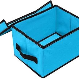 SH NASIMA MANUFACTURER Non Woven Plain Multi-Functional Folding Storage Box Organizer Cover Bag/Wardrobe For Toys, Baby Cloth(Pack Of 1, Sky-Blue, Medium)-15