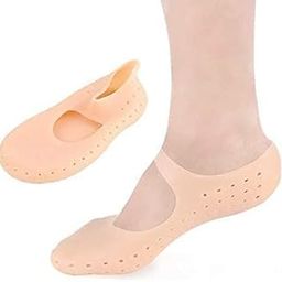 RAMPASS Silicone Full Size Socks | Moisturizing Anti-Cracking Care Socks for Dry Feet & Cracked Heels | Foot Softening & Heel Protector for Women & Men (Free Size) (Silicone Full Heel With Strap)-49