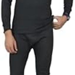 Men's Black Thermal Underwear Set, Long Sleeve Top and Lower-image-95