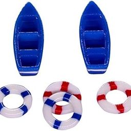 EKTA STATIONERY Miniature Boat with 4 Tube for Fairy Garden/Landscaping/Tray Gardening/Terrariums (Set of 6pc) [Wooden Blue Boat & Tube]-image-57