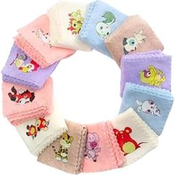 Cute Animal Print Cotton Handkerchiefs, Assorted Pastel Colors, Pack of 6-19