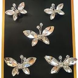 Oh Girl Accessories Crystal Silver Butterfly Hair Sticker Hair Accessories - Pack of 6 (2 cm x 1 cm) | Women's Adult Wedding & Party Hair Accessory-17