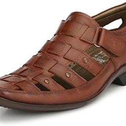 hitz Men's Black Leather Shoe-Style Sandals-picture-16