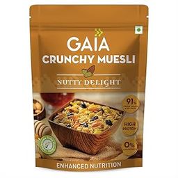 GAIA Nutty Delight Crunchy Muesli 375 gm Box - A Perfect Blend of Multigrains, Nuts, Oats and Cornflakes The Ultimate Healthy and Delicious Breakfast Cereals,Source of Protein, Zero Trans FatHigh Fiber-29
