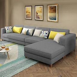 Casaliving Rawson RHS 6 Seater L Shape Sofa Set for Living Room (Grey Fabric)-18