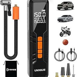 UN1QUE Cordless Tyre Inflator for Car, Air Compressor with 6000 mAh Battery & DC Cord|150 PSI |Dual Values Display | Smart Preset Modes Air Pump, Suitable for Car, Motorcycle, Cycle-image-97