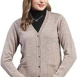 monte carlo Womens Solid V Neck Full Sleeves Cardigan (1240717VN)-picture-1