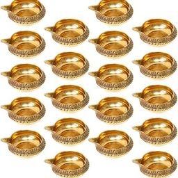 Dokchan Brass Kuber Diyas Oil Lamps for Puja Room Decoration and Diwali Festival (Pack of 20| 2 Inch)-picture-19